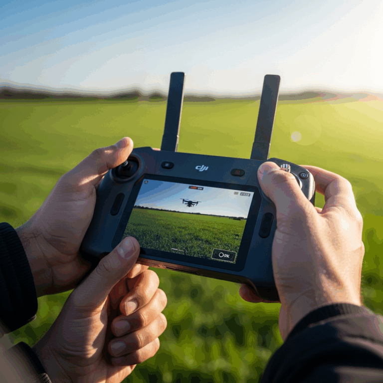 dji drone controller held in hands with a bright sunny outdo 20260331 082935